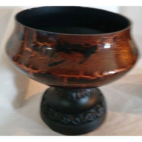 Vintage Hobby Lobby Crackle Glass Golden/ Black Wood Bow-Lidl Center Piece 8" - Picture 14 of 16